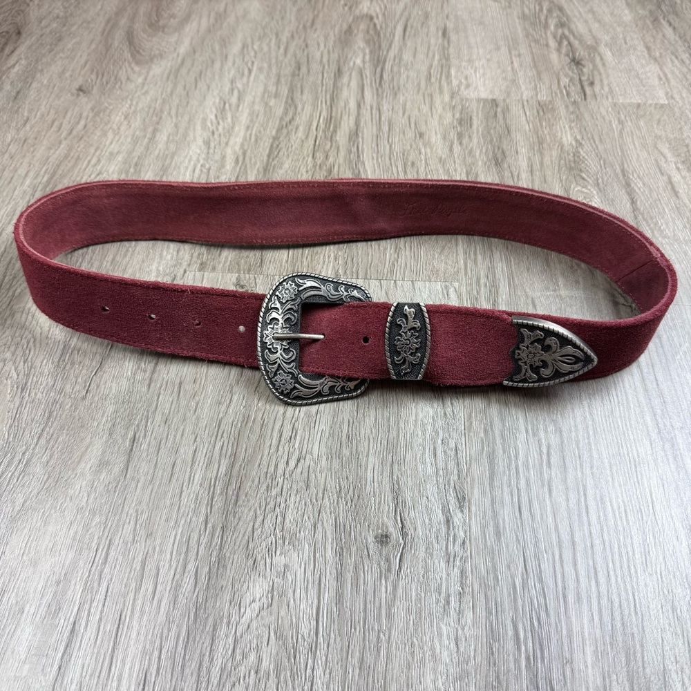 Free People Black Rock Western Belt Cow Suede